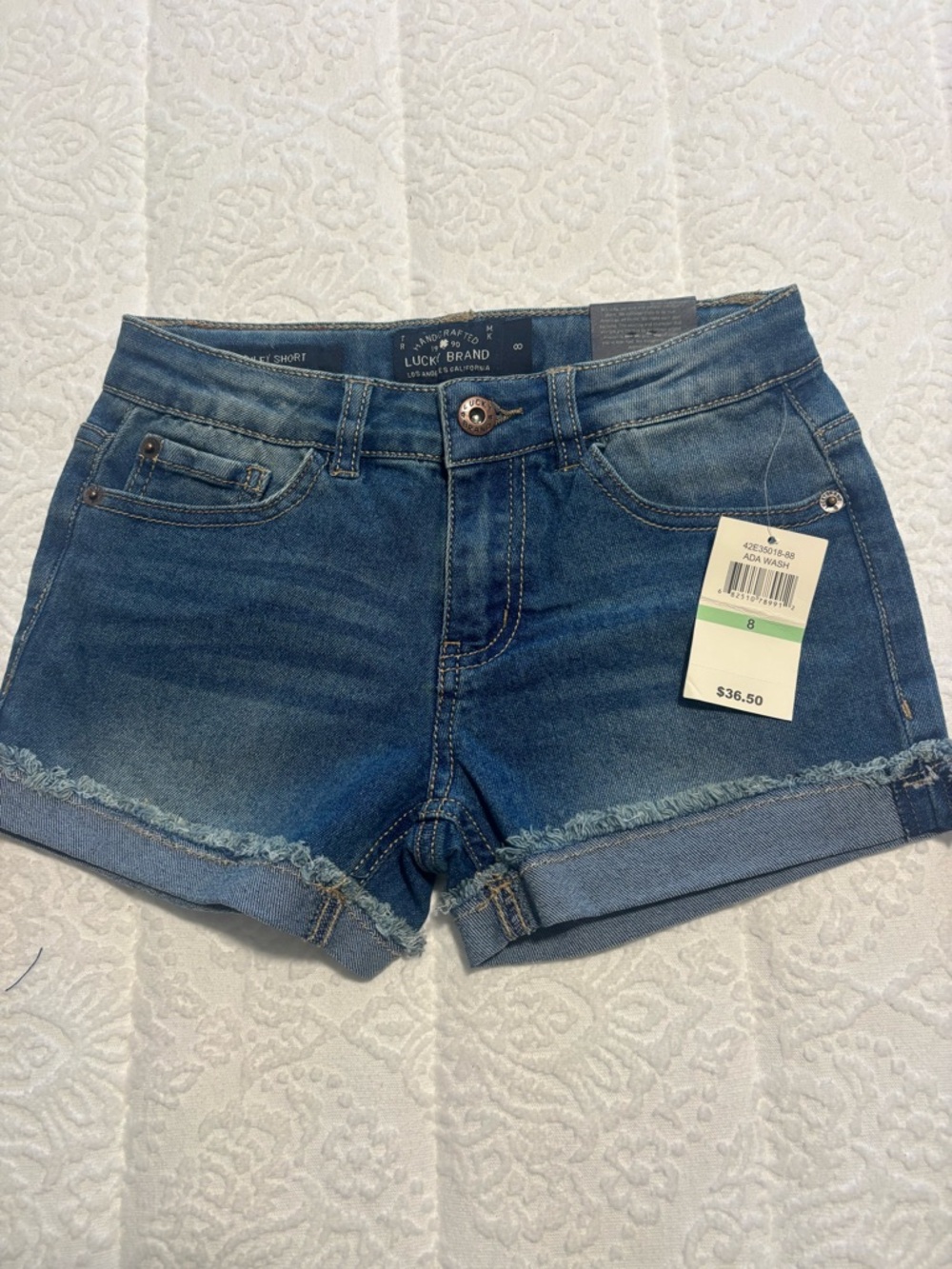 Lucky Brand Blue Denim Cuffed Frayed Shorts